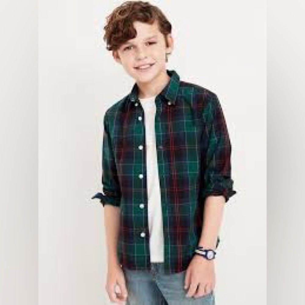 Old Navy Long sleeved Button down Shirt - Green, Red, Blue Plaid Boys Size XL